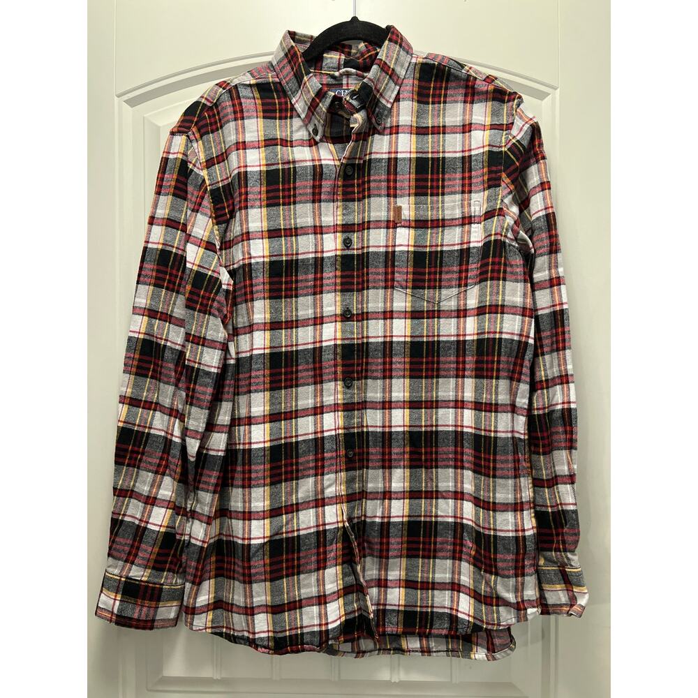 Chaps Men’s Long Sleeve Plaid Flannel Button‎ Down Soft Casual Shirt Size L Red